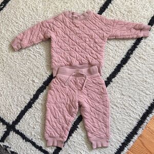 Hanna Andersson Pink Quilted Toddler Sweatshirt and Pants Set